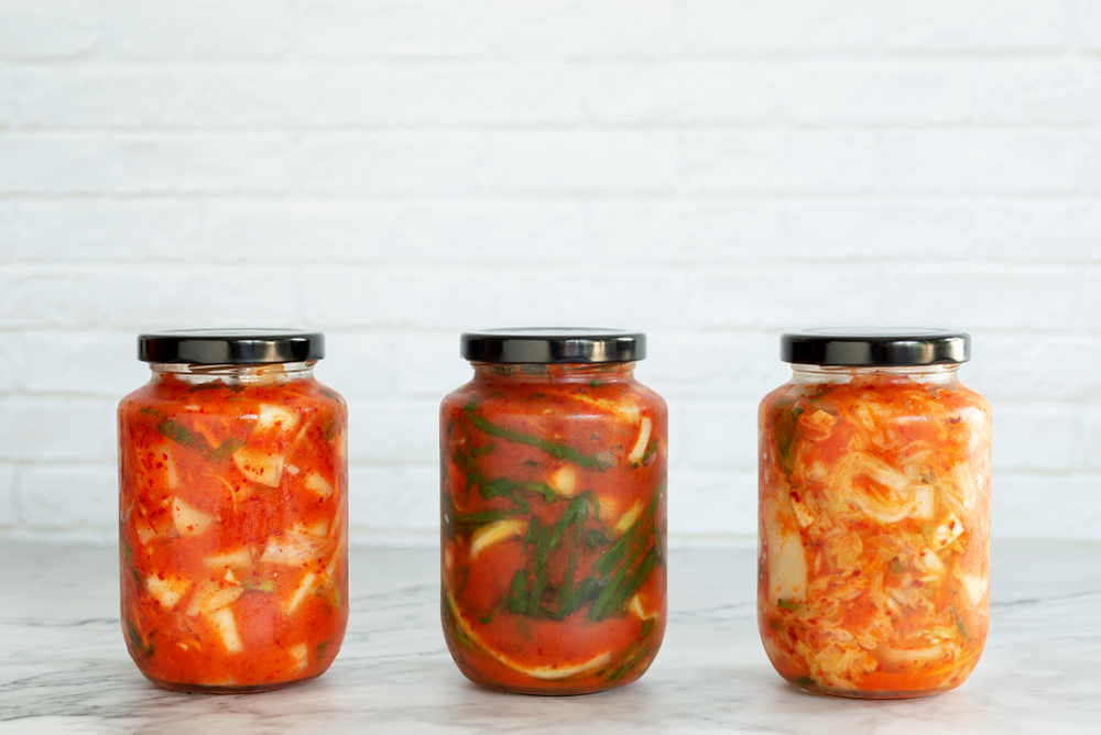 diy kimchi Variety homemade kimchi in a glass jars